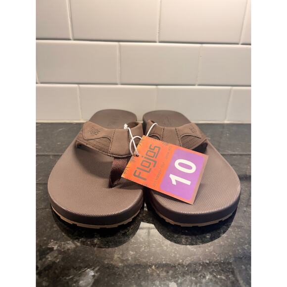 NWT Flojos Men's Slip-On Flip Flop Sandals Everyday Comfort Summer Brown Size 10 - Picture 3 of 10